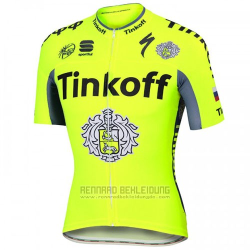 2016 Fahrradbekleidung Tinkoff Gelb Trikot Kurzarm und Tragerhose